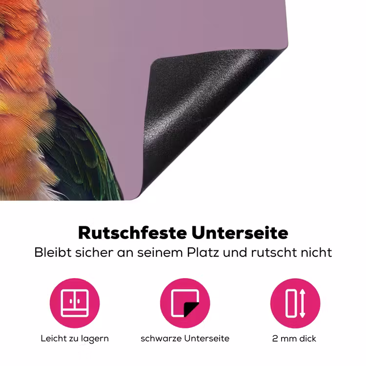 Papegaai - Koksmuts - Nieuwsgierig - Vogel Inductie beschermer vinyl 3mm klein -zzzzzzz-lf-onderkant