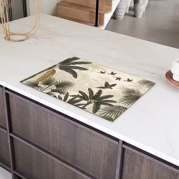 Papagaaien - Jungle - Tropisch - Green Inductie beschermer vinyl 3mm klein -sfeer8