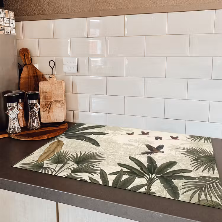 Papagaaien - Jungle - Tropisch - Green Inductie beschermer vinyl 3mm klein -sfeer3