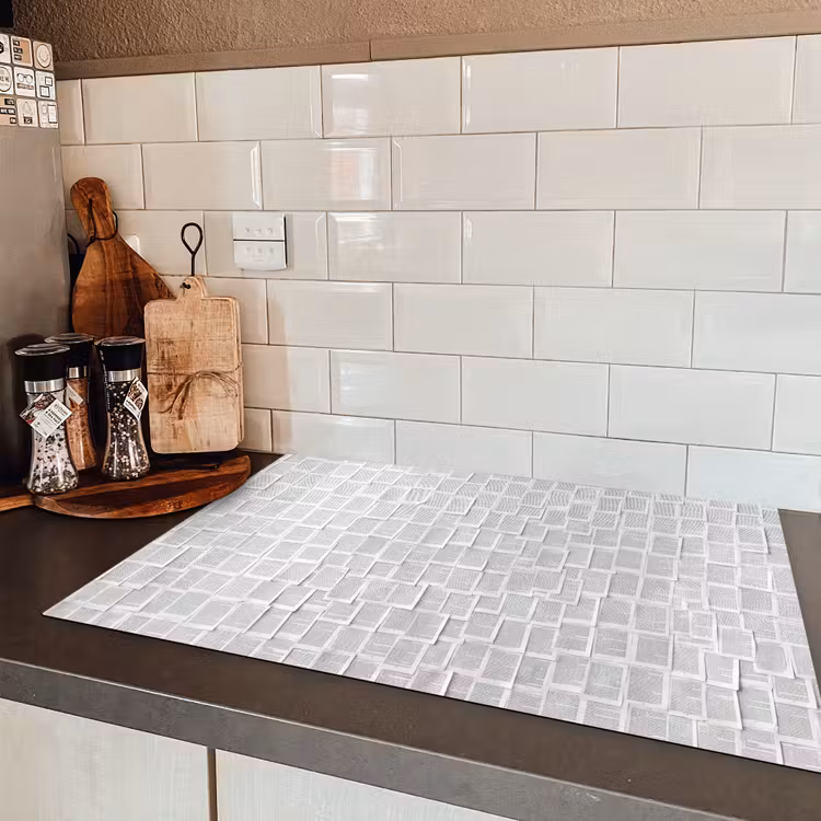 Papier - Overlappend - Textuur - Modern - Wit Inductie beschermer vinyl 3mm klein -sfeer3
