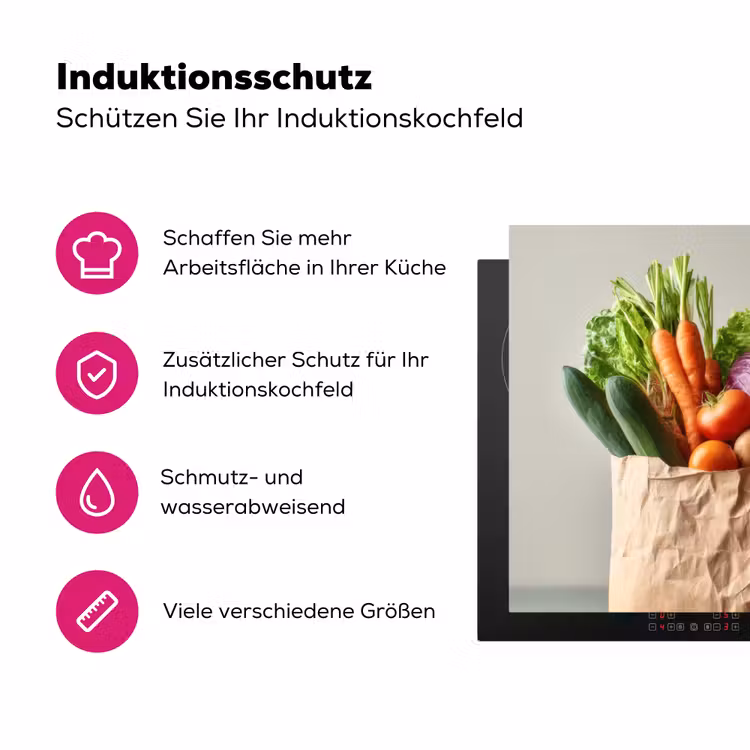 Papieren - Boodschappen - Groente - Kleurrijk Inductie beschermer vinyl 3mm klein -zzzzzzz-lf-ups