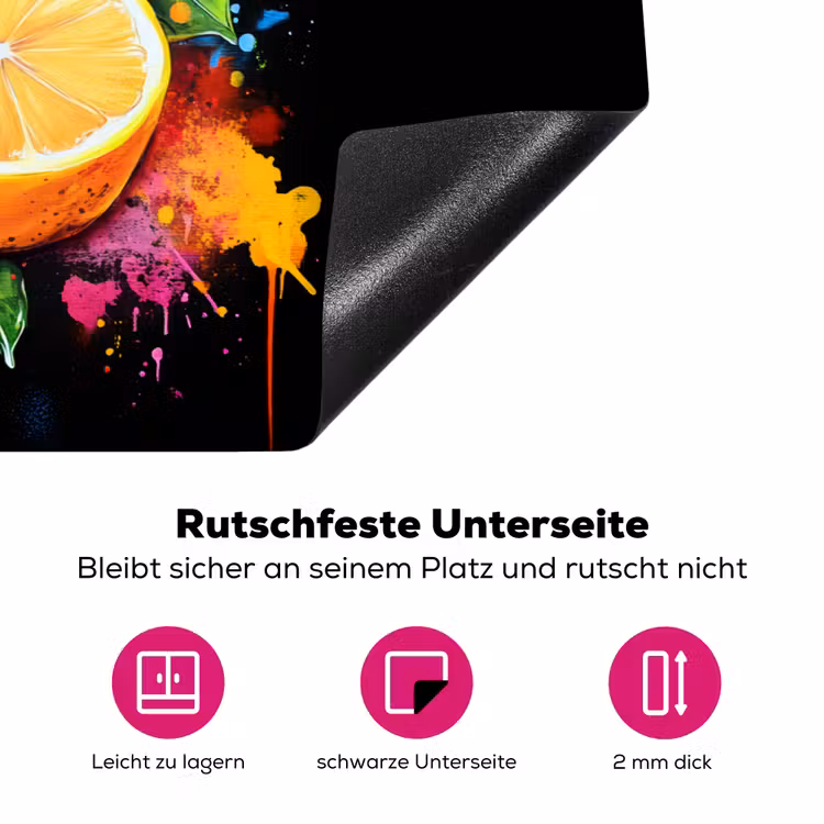 Paprika - Peer - Citroen - Graffiti - Verf - Abstract Inductie beschermer vinyl 3mm klein -zzzzzzz-lf-onderkant