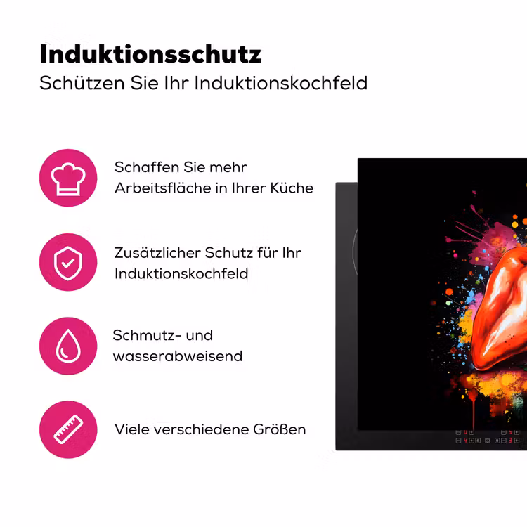 Paprika - Peer - Citroen - Graffiti - Verf - Abstract Inductie beschermer vinyl 3mm klein -zzzzzzz-lf-ups