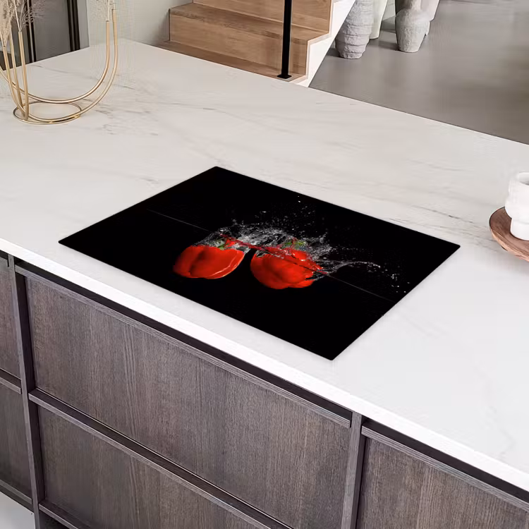 Paprika - Groente - Stilleven - Water - Rood Inductie beschermer vinyl 3mm klein -sfeer8
