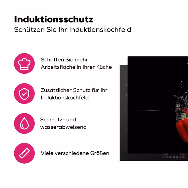 Paprika - Groente - Stilleven - Water - Rood Inductie beschermer vinyl 3mm klein -zzzzzzz-lf-ups