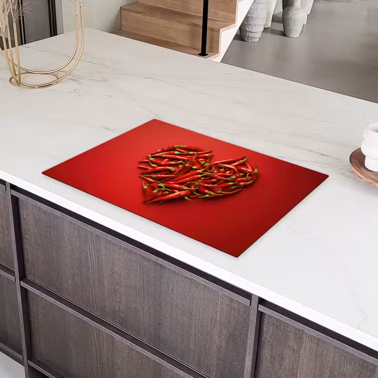 Pepers - Rood - Hart Inductie beschermer vinyl 3mm klein -sfeer8