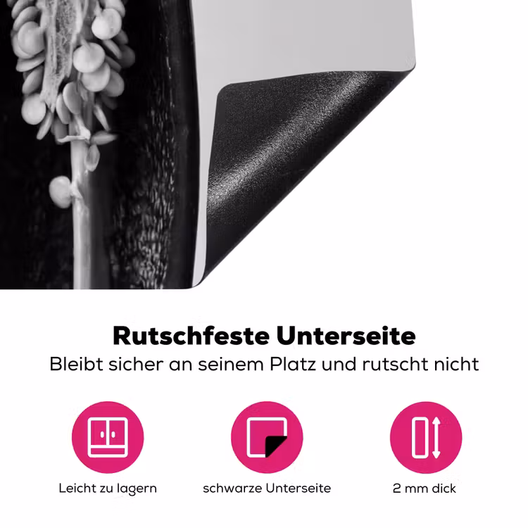 Pepers - Zwart - Wit - Zaadlijsten Inductie beschermer vinyl 3mm klein -zzzzzzz-lf-onderkant