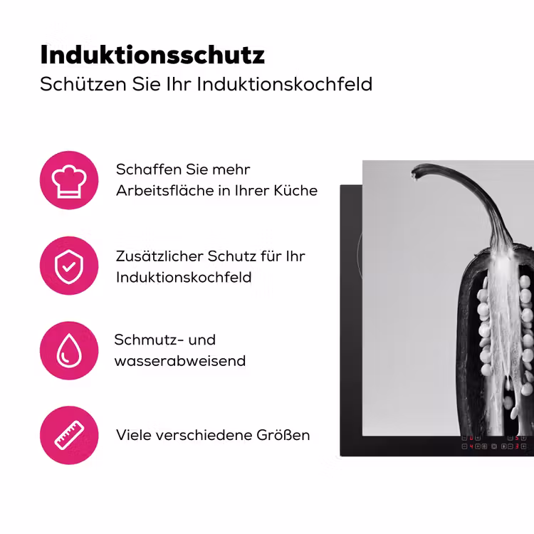 Pepers - Zwart - Wit - Zaadlijsten Inductie beschermer vinyl 3mm klein -zzzzzzz-lf-ups
