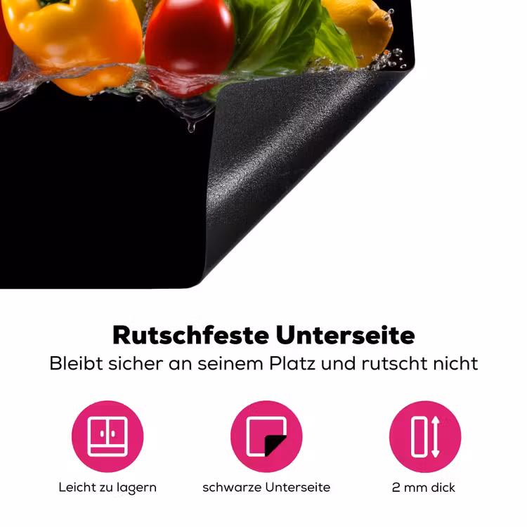 Paprika - Water - Groente - Zwart Inductie beschermer vinyl 3mm middel -zzzzzzz-lf-onderkant