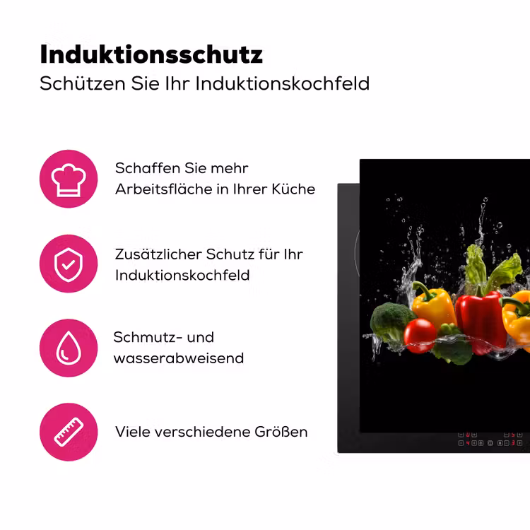 Paprika - Water - Groente - Zwart Inductie beschermer vinyl 3mm middel -zzzzzzz-lf-ups