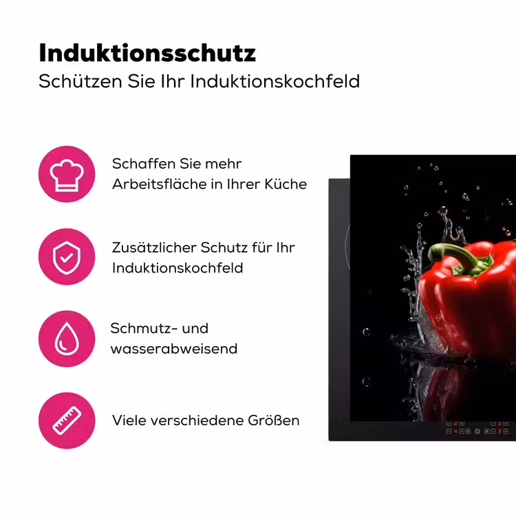 Paprika - Water - Zwart - Groente - Rood - Geel Inductie beschermer vinyl 3mm klein -zzzzzzz-lf-ups