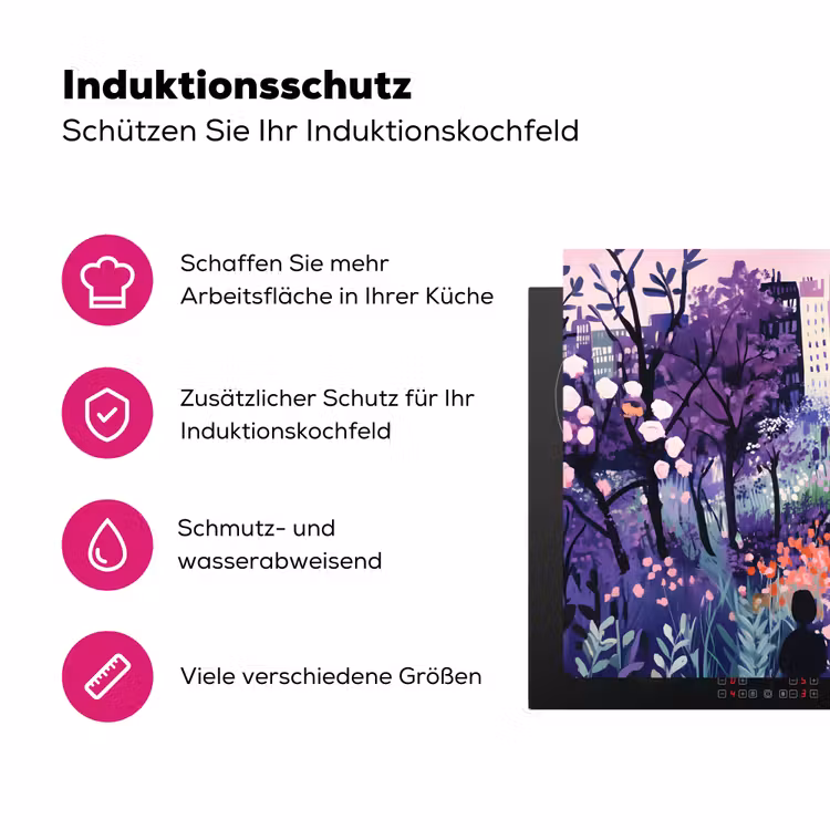 Park - Bomen - Bloemen - Gebouwen Inductie beschermer vinyl 3mm klein -zzzzzzz-lf-ups