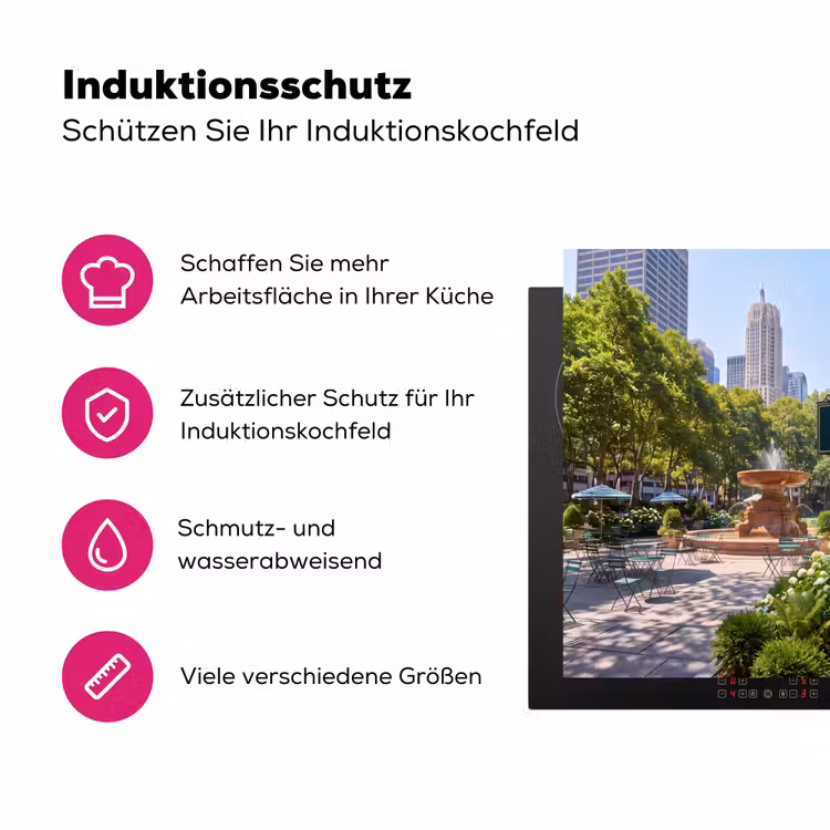 Park - Fontein - Stad - Natuur Inductie beschermer vinyl 3mm middel -zzzzzzz-lf-ups