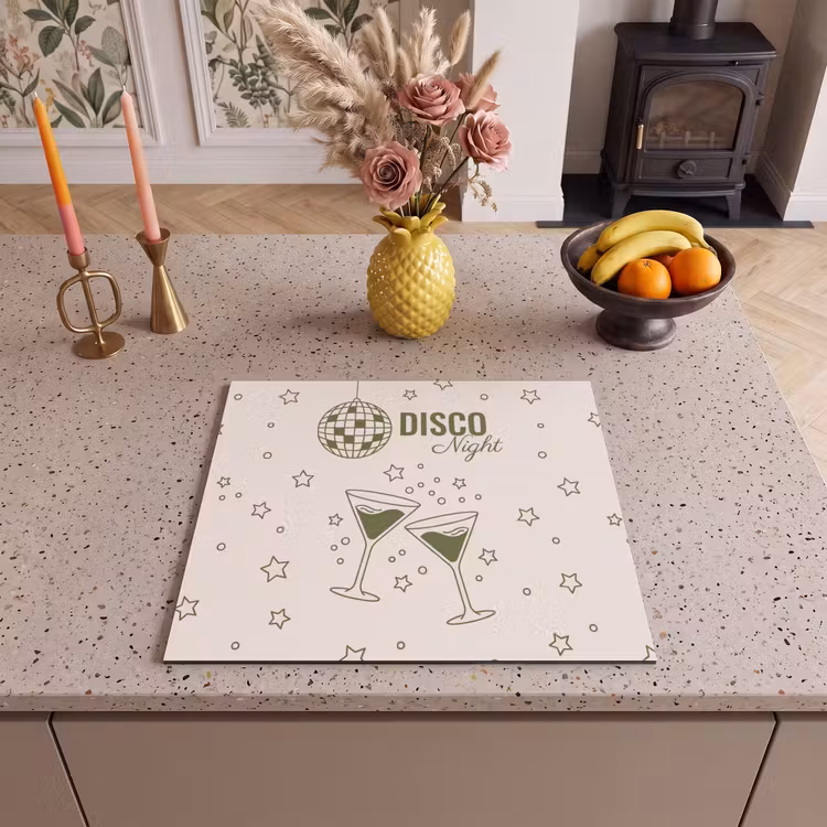 Feest - Disco - Drank - Illustratie - Groen Inductie beschermer vinyl 3mm middel -sfeer3
