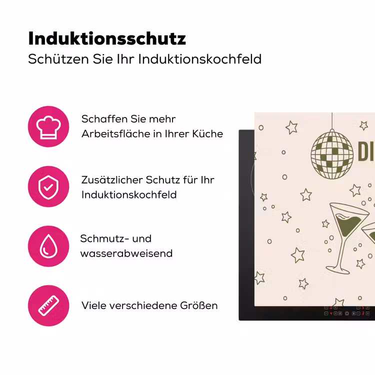 Feest - Disco - Drank - Illustratie - Groen Inductie beschermer vinyl 3mm middel -zzzzzzz-lf-ups
