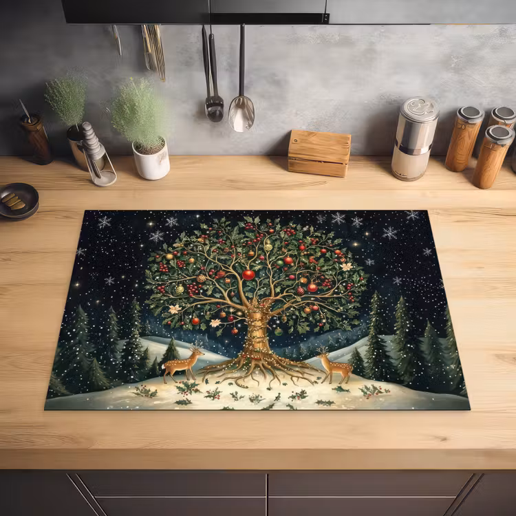 Feestboom - Winterhemel - Kleurrijk Inductie beschermer vinyl 3mm klein -sfeer5