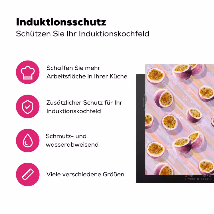 Passievrucht - Tropisch - Paars Inductie beschermer vinyl 3mm klein 276 -zzzzzzz-lf-ups