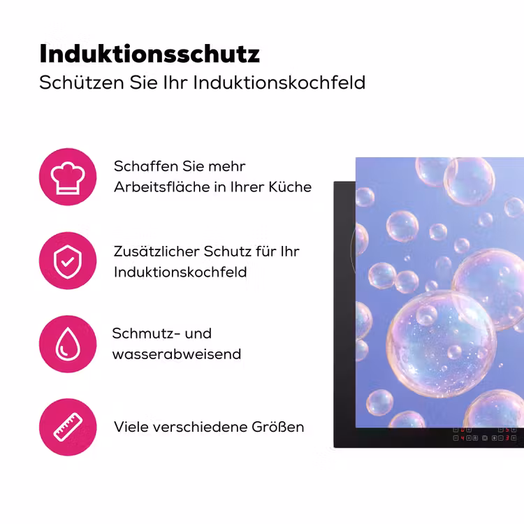 Pastel - Bubbels - Dromerig Inductie beschermer vinyl 3mm klein -zzzzzzz-lf-ups