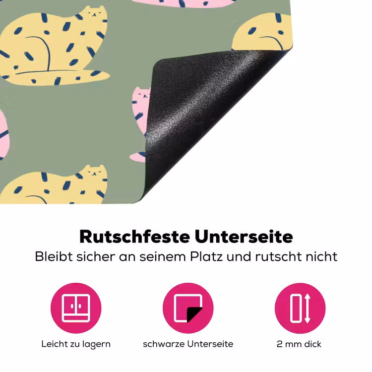 Pastel - Katten - Vlekjes - Groen Inductie beschermer vinyl 3mm klein 276 -zzzzzzz-lf-onderkant