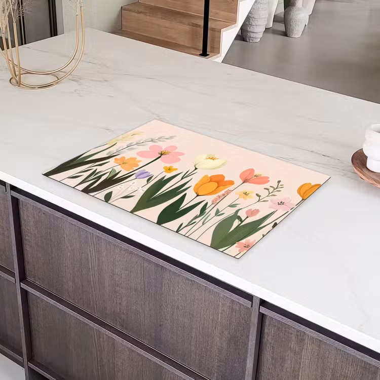 Pasteltinten - Bloemen - Illustratie Inductie beschermer vinyl 3mm klein -sfeer8