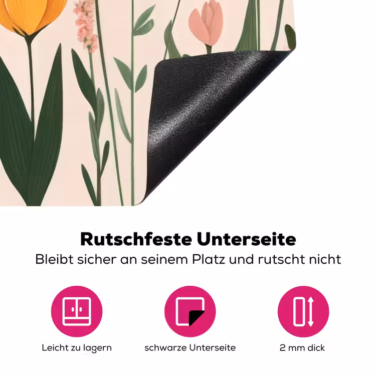 Pasteltinten - Bloemen - Illustratie Inductie beschermer vinyl 3mm klein -zzzzzzz-lf-onderkant