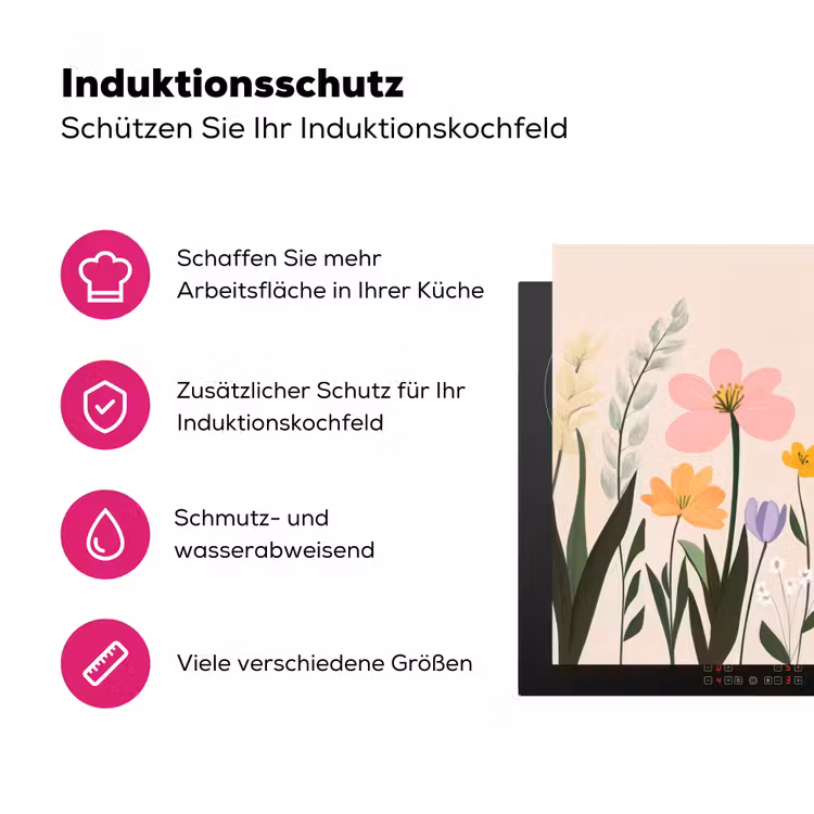 Pasteltinten - Bloemen - Illustratie Inductie beschermer vinyl 3mm klein -zzzzzzz-lf-ups