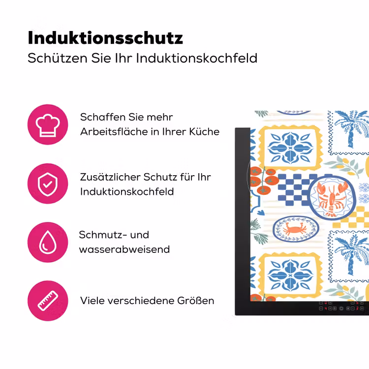 Zee - Sfeer - Tomaat - Mozaïek Inductie beschermer vinyl 3mm klein 276 -zzzzzzz-lf-ups