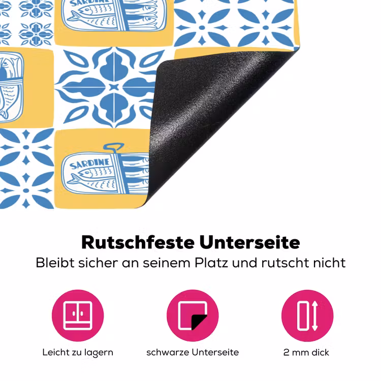 Zee - Geel - Blauw - Wit Inductie beschermer vinyl 3mm klein 276 -zzzzzzz-lf-onderkant