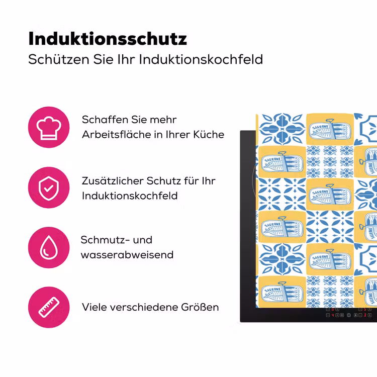 Zee - Geel - Blauw - Wit Inductie beschermer vinyl 3mm klein 276 -zzzzzzz-lf-ups