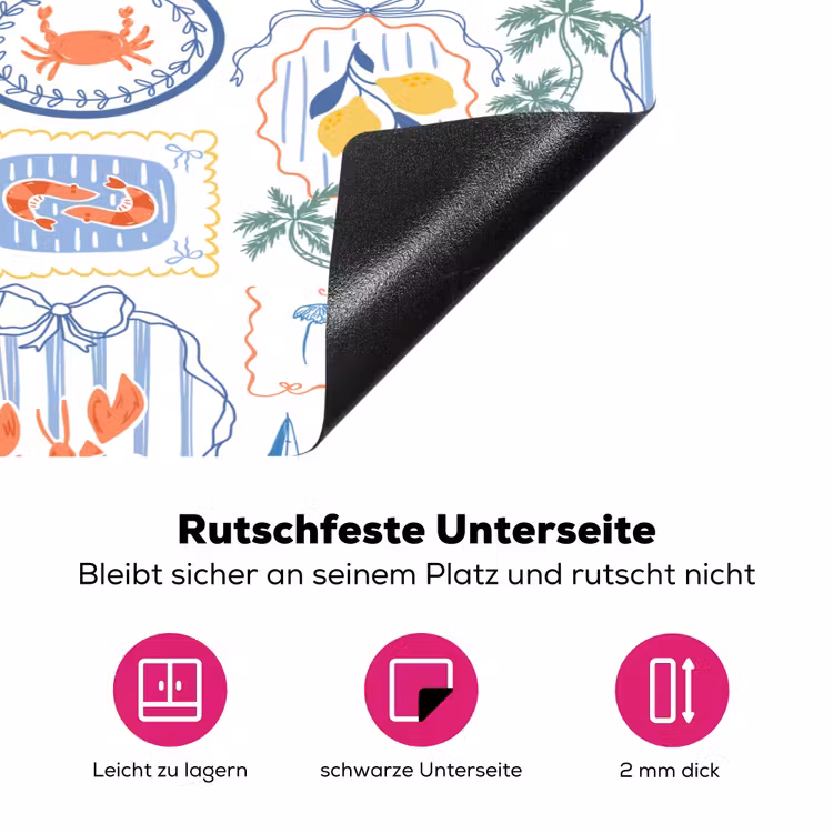 Zee - Sfeer - Krab - Blauw Inductie beschermer vinyl 3mm klein 276 -zzzzzzz-lf-onderkant