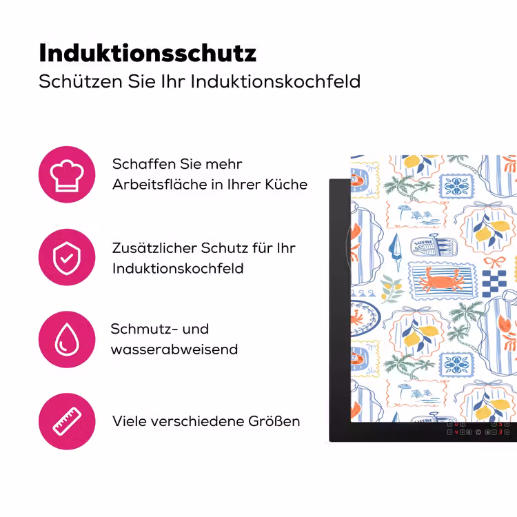 Zee - Sfeer - Krab - Blauw Inductie beschermer vinyl 3mm klein 276 -zzzzzzz-lf-ups