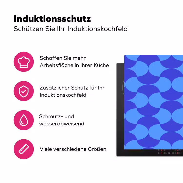 Blauw - Maanvlakken - Patroon Inductie beschermer vinyl 3mm klein 276 -zzzzzzz-lf-ups