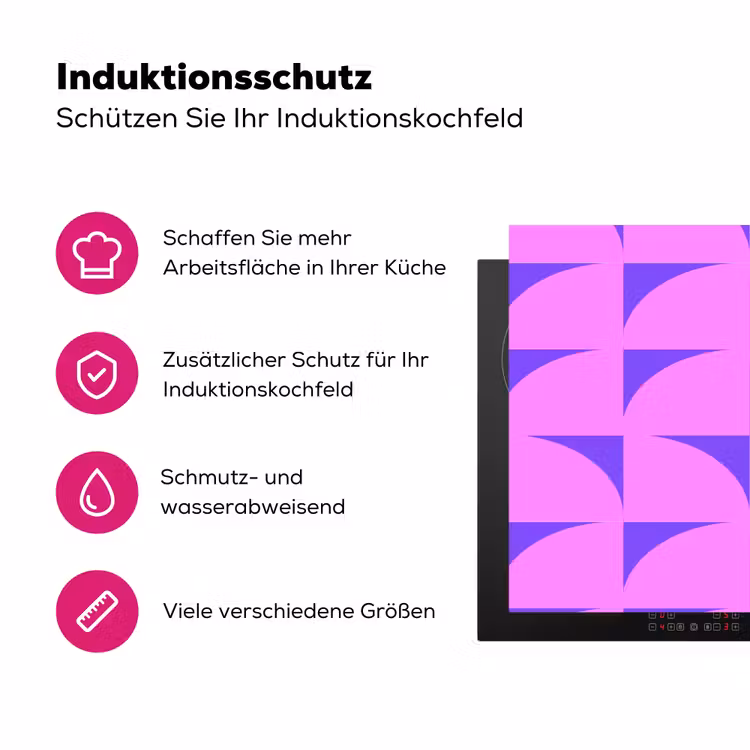 Kwadranten - Paars - Roze - Vierkanten Inductie beschermer vinyl 3mm klein 276 -zzzzzzz-lf-ups