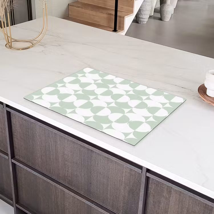 Wit - Groen - Cirkels Inductie beschermer vinyl 3mm klein 276 -sfeer8