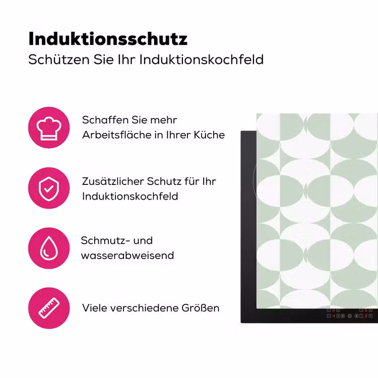 Wit - Groen - Cirkels Inductie beschermer vinyl 3mm klein 276 -zzzzzzz-lf-ups