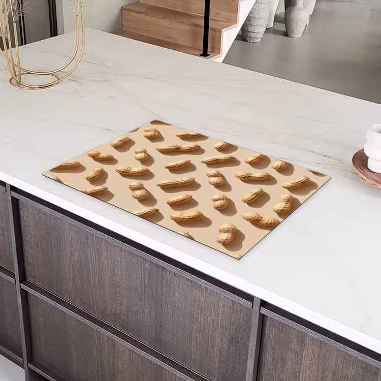Pinda's - Patroon - Beige Inductie beschermer vinyl 3mm klein -sfeer8