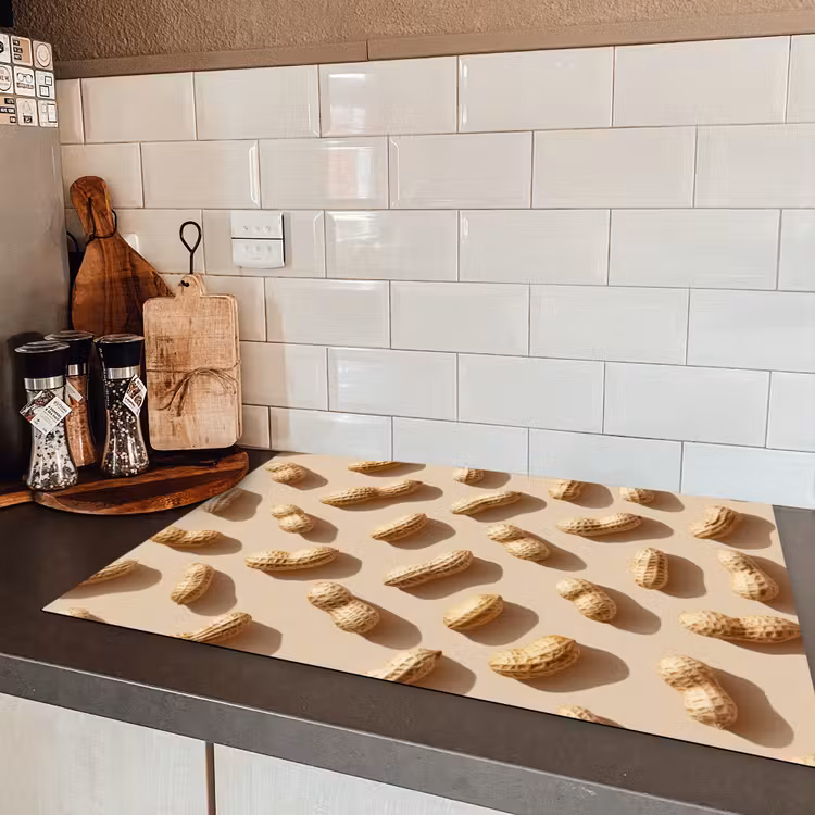 Pinda's - Patroon - Beige Inductie beschermer vinyl 3mm klein -sfeer3