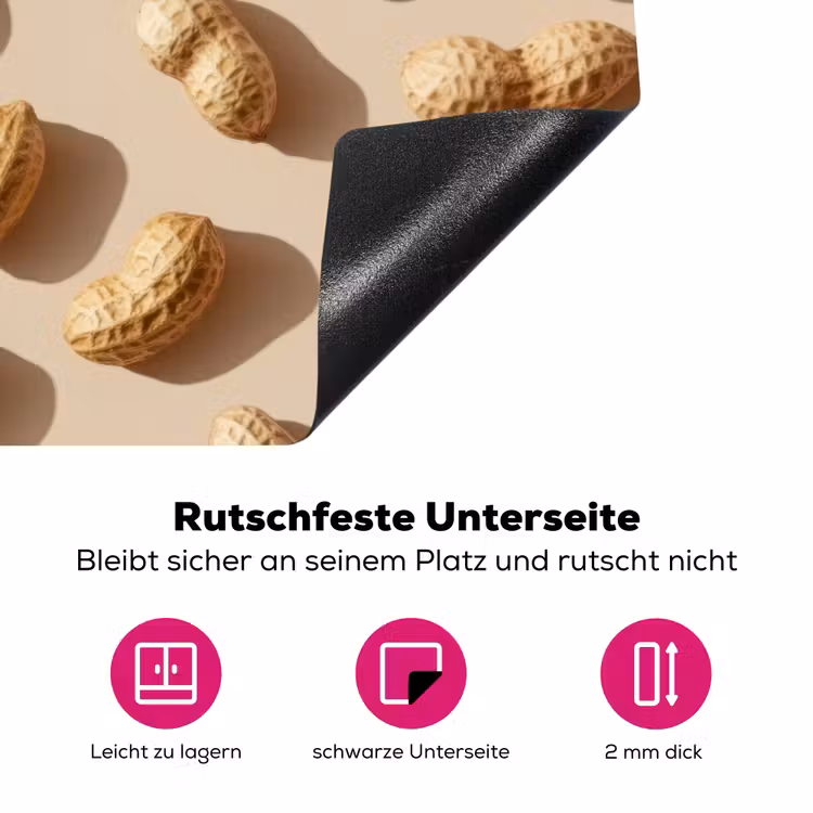 Pinda's - Patroon - Beige Inductie beschermer vinyl 3mm klein -zzzzzzz-lf-onderkant