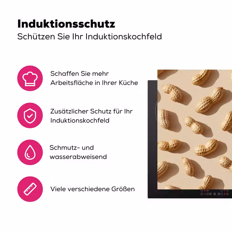 Pinda's - Patroon - Beige Inductie beschermer vinyl 3mm klein -zzzzzzz-lf-ups