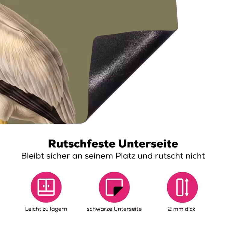 Pelikaan - Wit - Vogel - Klassiek - Natuur Inductie beschermer vinyl 3mm klein -zzzzzzz-lf-onderkant