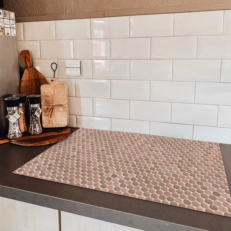Penny - Mozaïek - Oudroze - Terracotta Inductie beschermer vinyl 3mm klein 276 -sfeer3