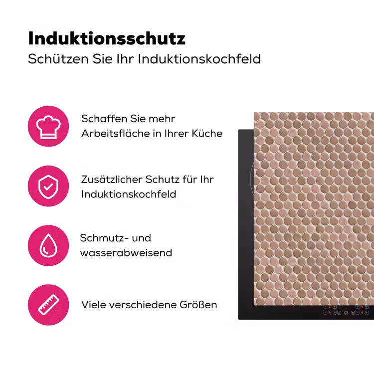 Penny - Mozaïek - Oudroze - Terracotta Inductie beschermer vinyl 3mm klein 276 -zzzzzzz-lf-ups