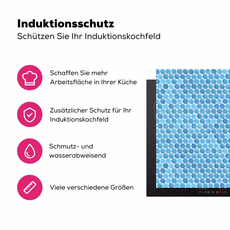 Penny - Mozaïek - Lichtblauw Inductie beschermer vinyl 3mm klein 276 -zzzzzzz-lf-ups