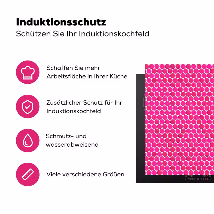 Penny - Mozaïek - Felroze Inductie beschermer vinyl 3mm klein 276 -zzzzzzz-lf-ups