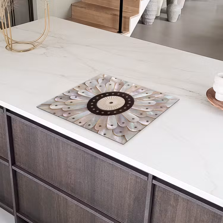 Parelmoer - Patroon - Decoratie - Ambacht - Wit Inductie beschermer vinyl 3mm middel -sfeer8