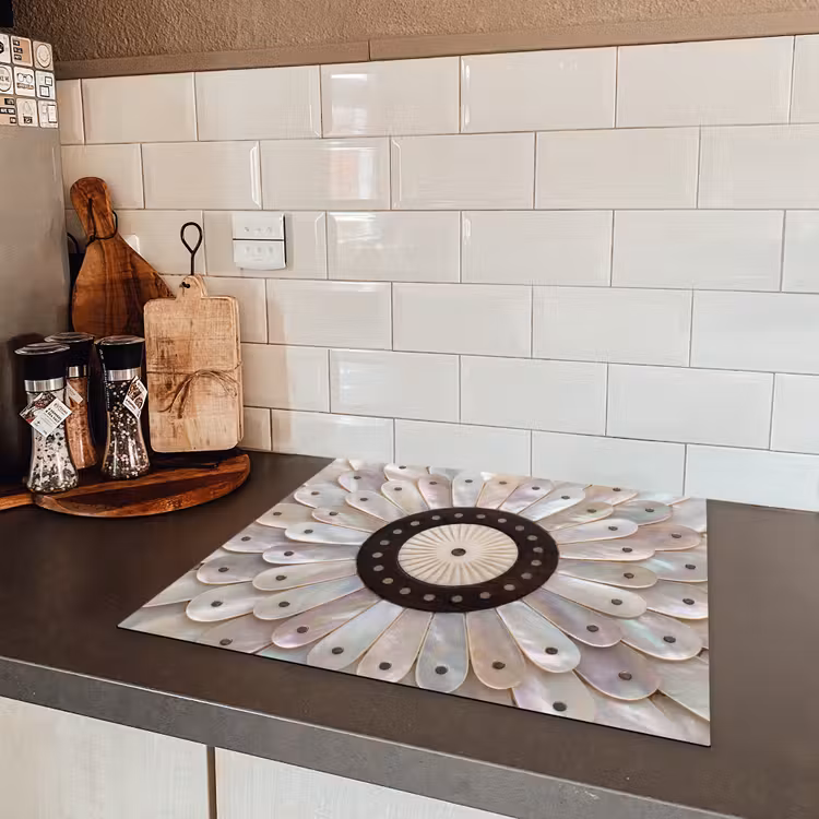 Parelmoer - Patroon - Decoratie - Ambacht - Wit Inductie beschermer vinyl 3mm middel -sfeer3