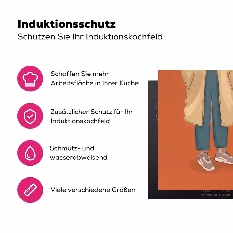 Persoon - Hond - Dieren - Illustratie - Modern Inductie beschermer vinyl 3mm middel -zzzzzzz-lf-ups