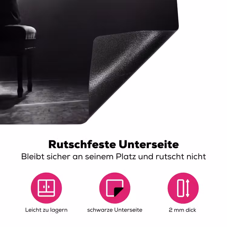 Persoon - Piano - Muziek - Zwart-wit - Podium Inductie beschermer vinyl 3mm klein -zzzzzzz-lf-onderkant