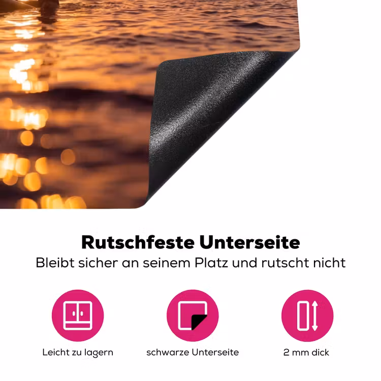 Persoon - Surfen - Zonsondergang - Zee - Oranje Inductie beschermer vinyl 3mm middel -zzzzzzz-lf-onderkant
