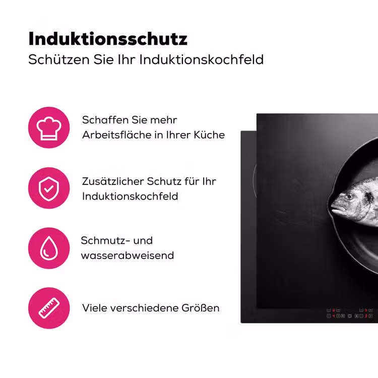 Pan - Vis - Zwart - Wit Inductie beschermer vinyl 3mm klein -zzzzzzz-lf-ups